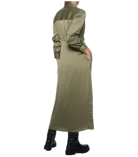 Side Gathered Wrap Dress Green