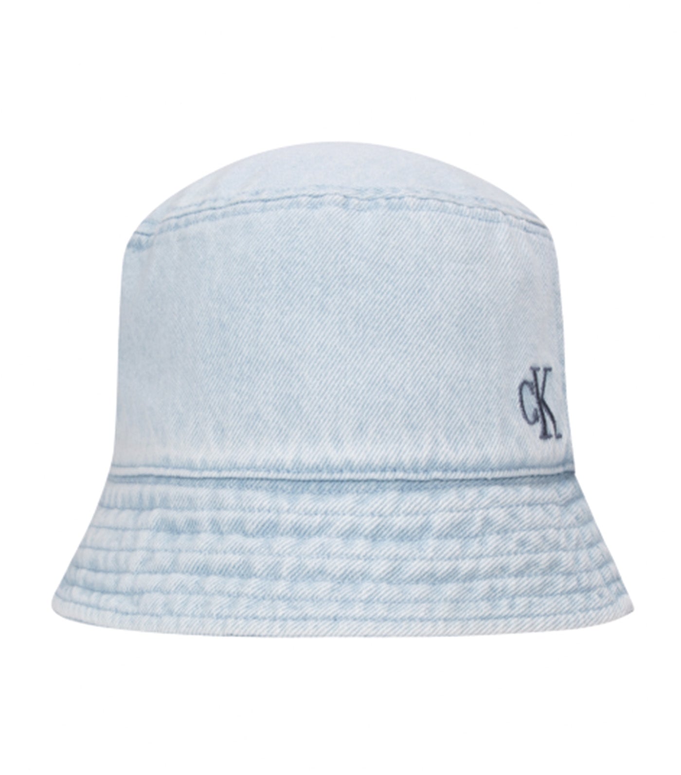 Washed Denim Embroidered Bucket Hat Blue