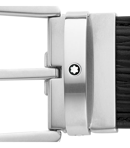 Horseshoe Buckle Printed 40mm Leather Belt Black