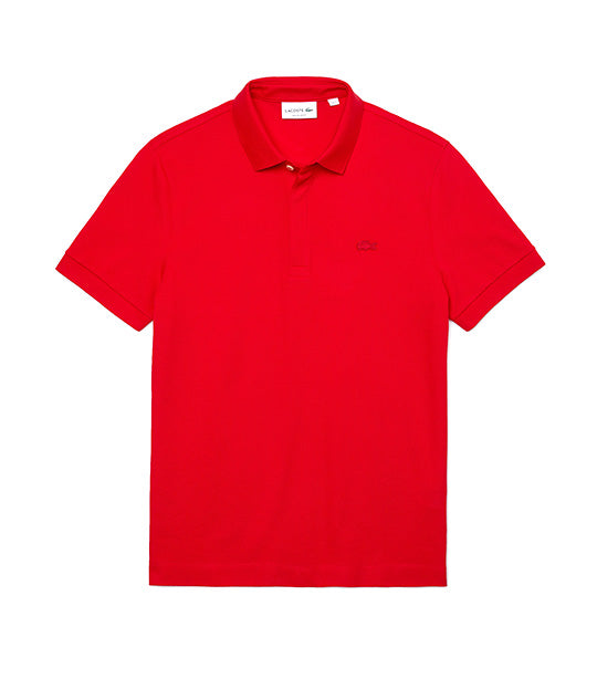 Men's Lacoste Paris Polo Shirt Regular Fit Stretch Cotton Piqué Red