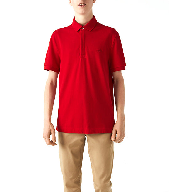 Men's Lacoste Paris Polo Shirt Regular Fit Stretch Cotton Piqué Red