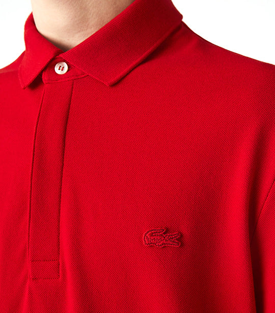 Men's Lacoste Paris Polo Shirt Regular Fit Stretch Cotton Piqué Red