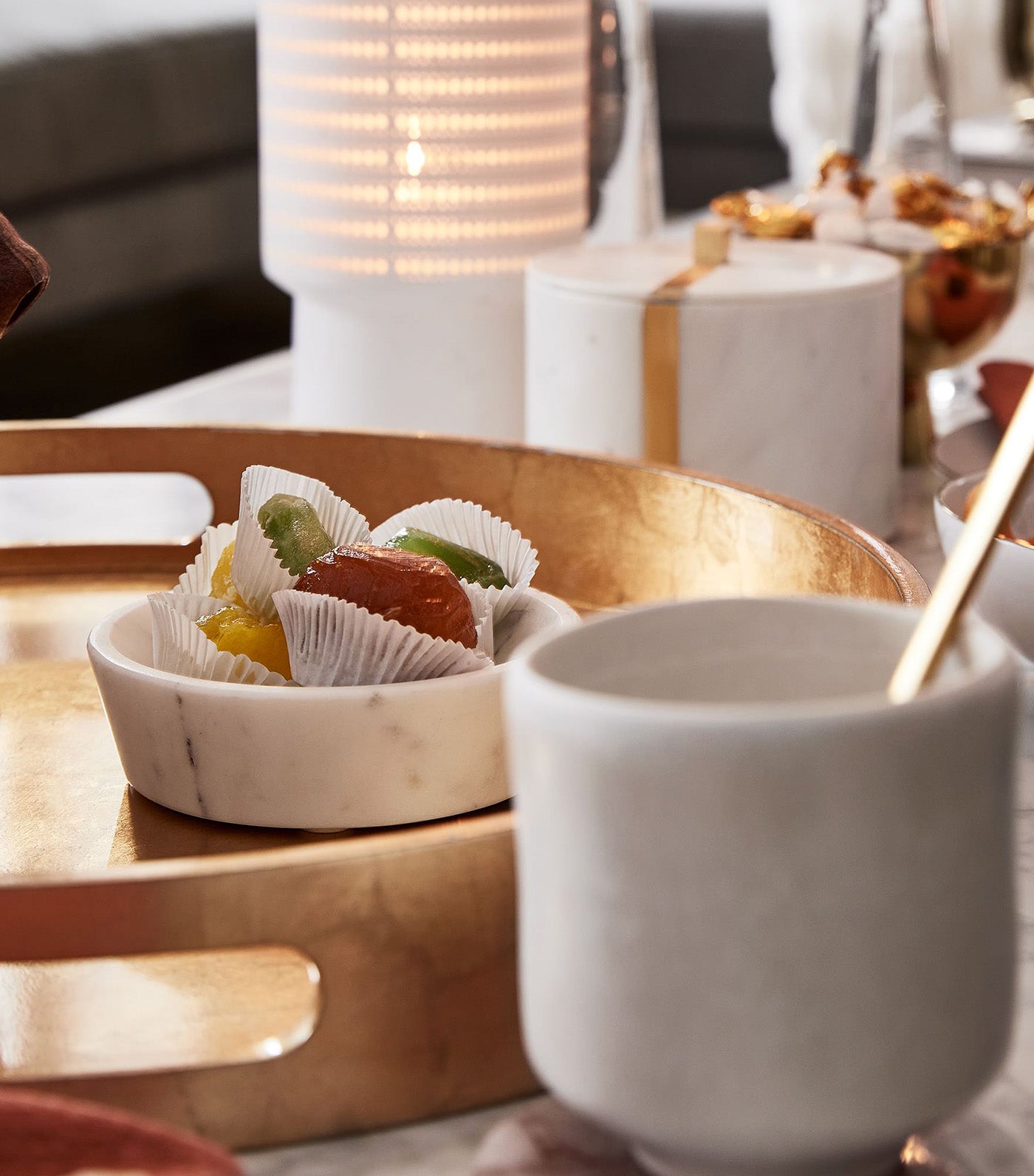 west elm Wood + Lacquer Round Tray - Gold