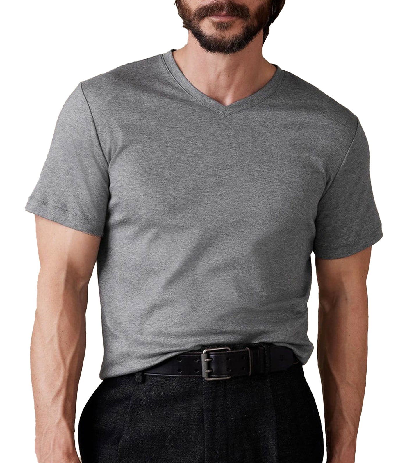 Luxury-Touch V-Neck T-Shirt Gray
