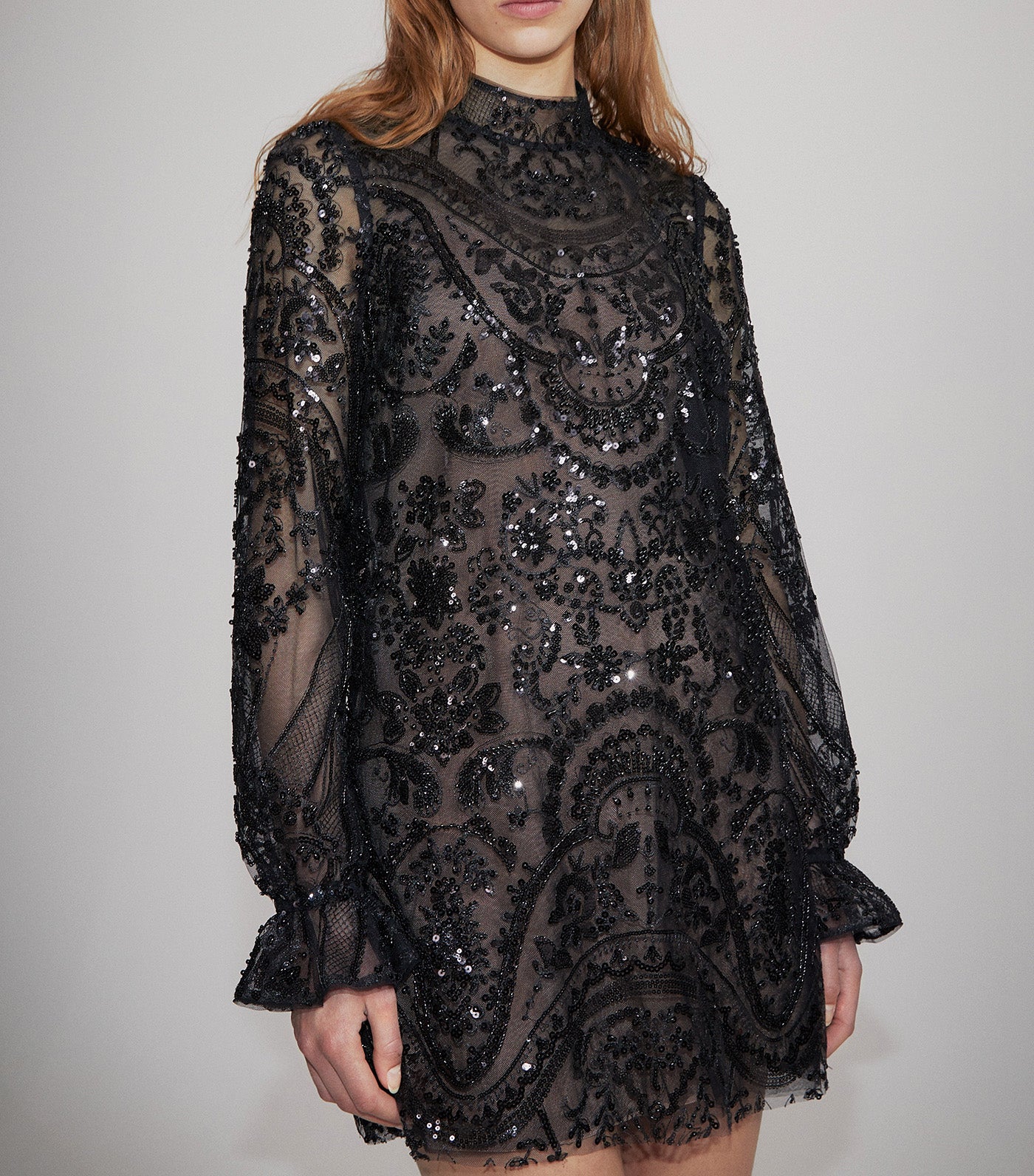 Paisley Sequin Mini Dress Black