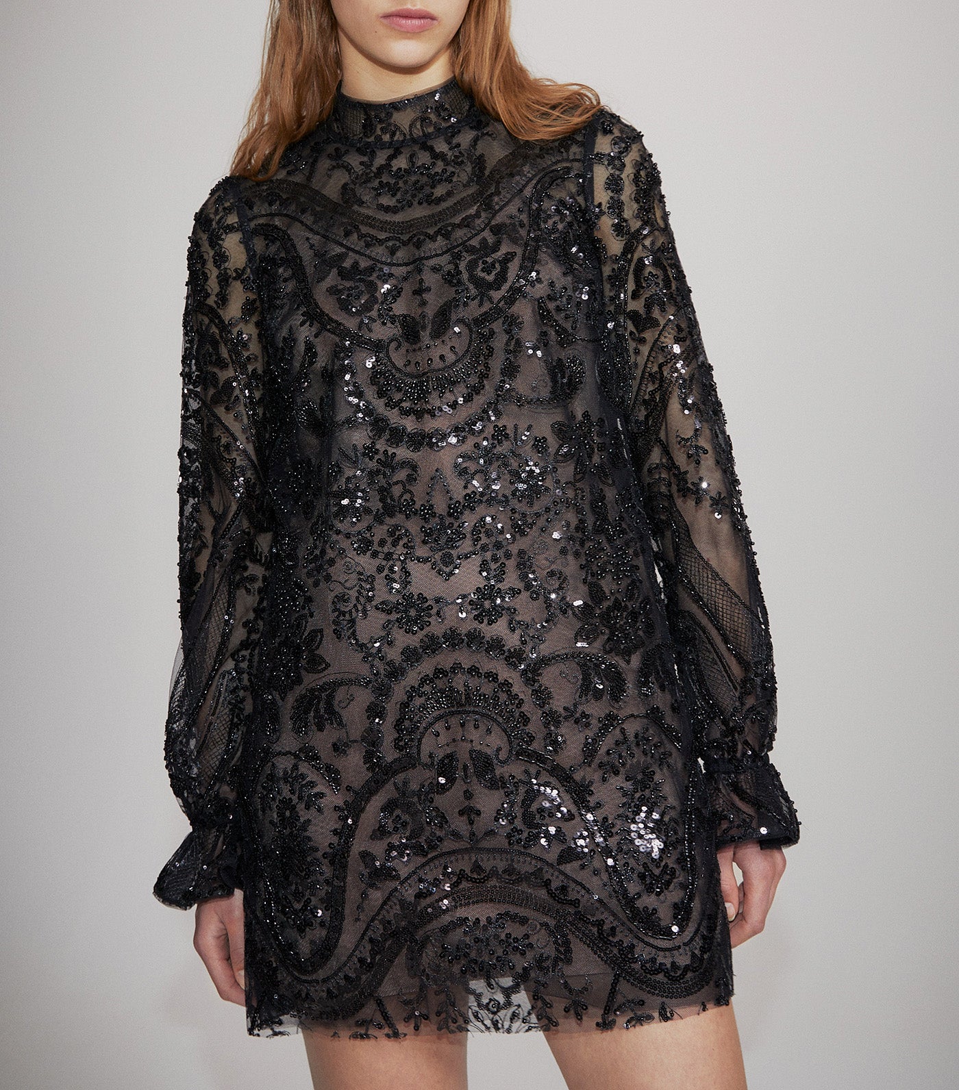 Paisley Sequin Mini Dress Black