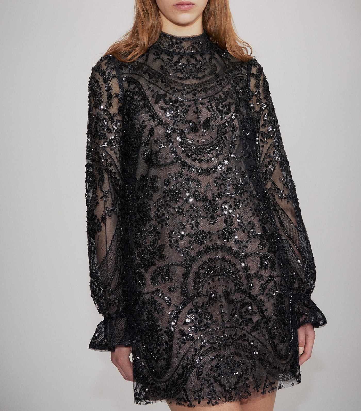 Paisley Sequin Mini Dress Black