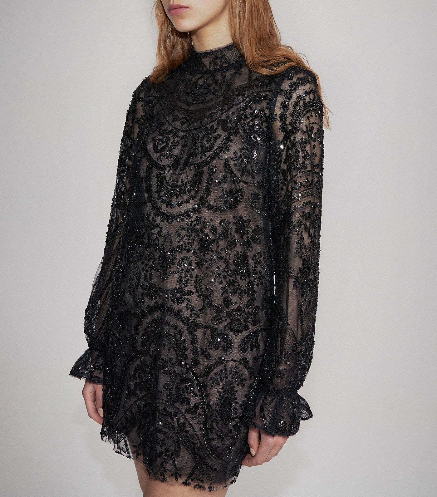 Paisley Sequin Mini Dress Black