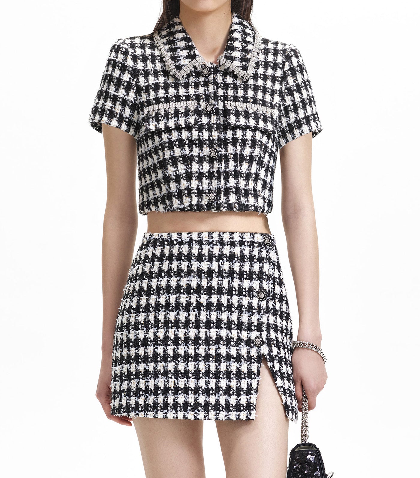 Check Boucle Mini Skirt Black