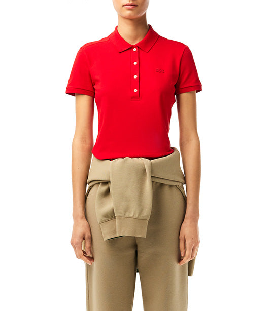 Women's Lacoste Stretch Cotton Piqué Polo Shirt Red
