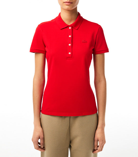 Women's Lacoste Stretch Cotton Piqué Polo Shirt Red