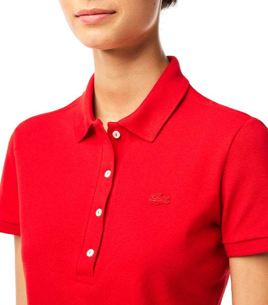 Women's Lacoste Stretch Cotton Piqué Polo Shirt Red