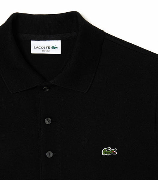 Slim Fit Stretch Piqué Polo Shirt Black