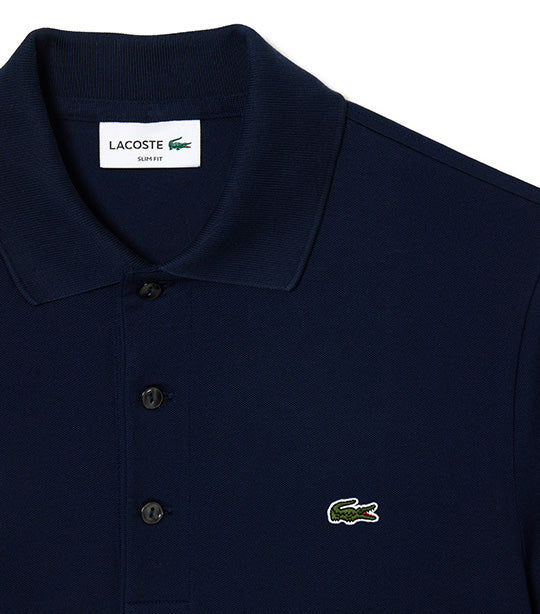 Slim Fit Stretch Piqué Polo Shirt Navy Blue