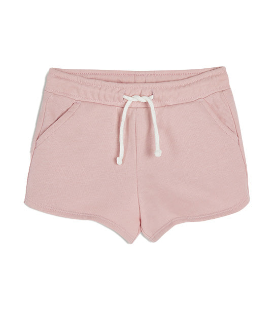 French Terry Drawstring Dolphin-Hem Shorts for Toddler Girls Abalone