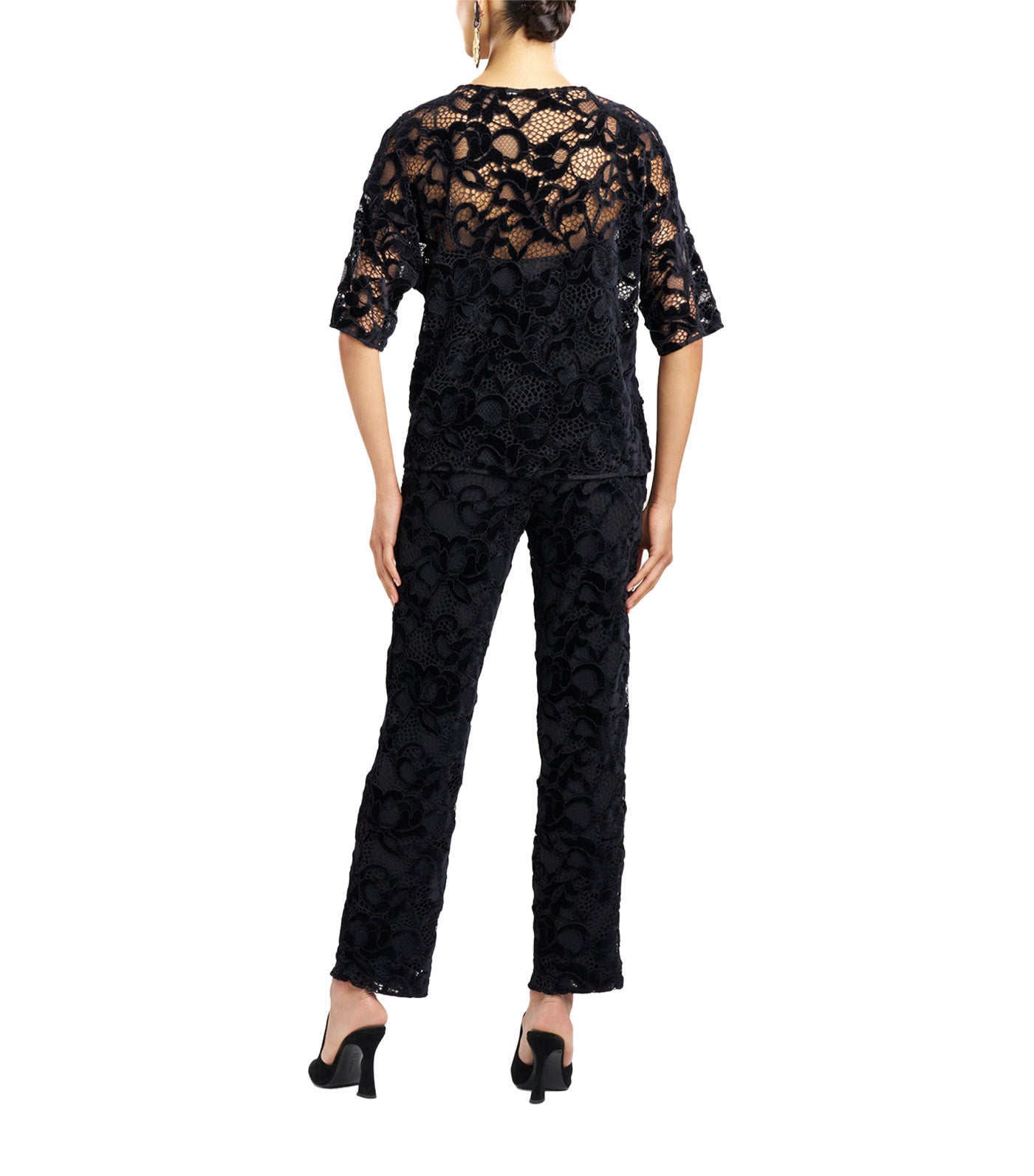 Chenille Lace Square Top Black