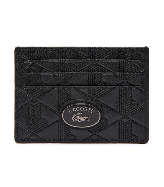 Leather Monogram Print Card Holder Noir