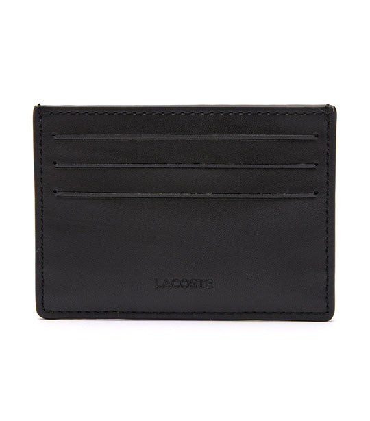 Leather Monogram Print Card Holder Noir
