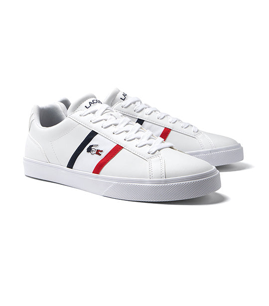Men's Lacoste Lerond Pro Leather Tricolor Trainers White/Navy/Red