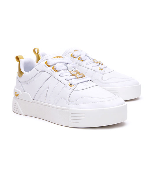Women's Lacoste L002 Leather Trainers White/Gold
