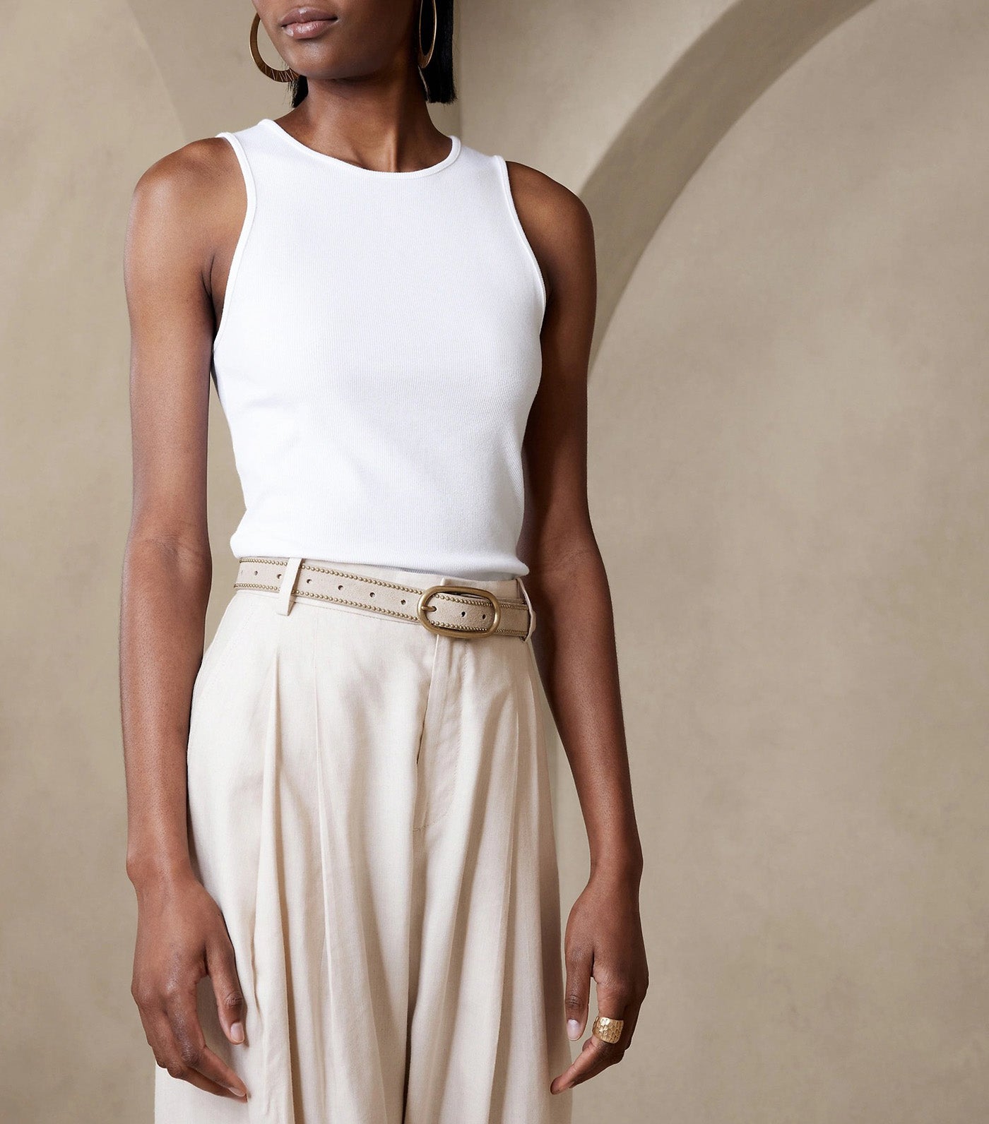 Ribbed Cutaway Tank White