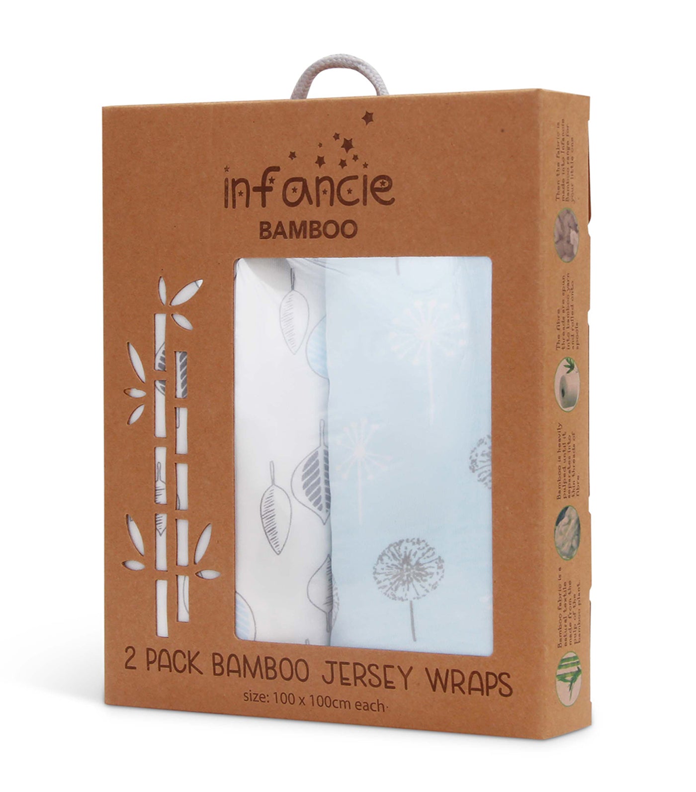 2 Pack Bamboo Jersey Wraps 100cm
