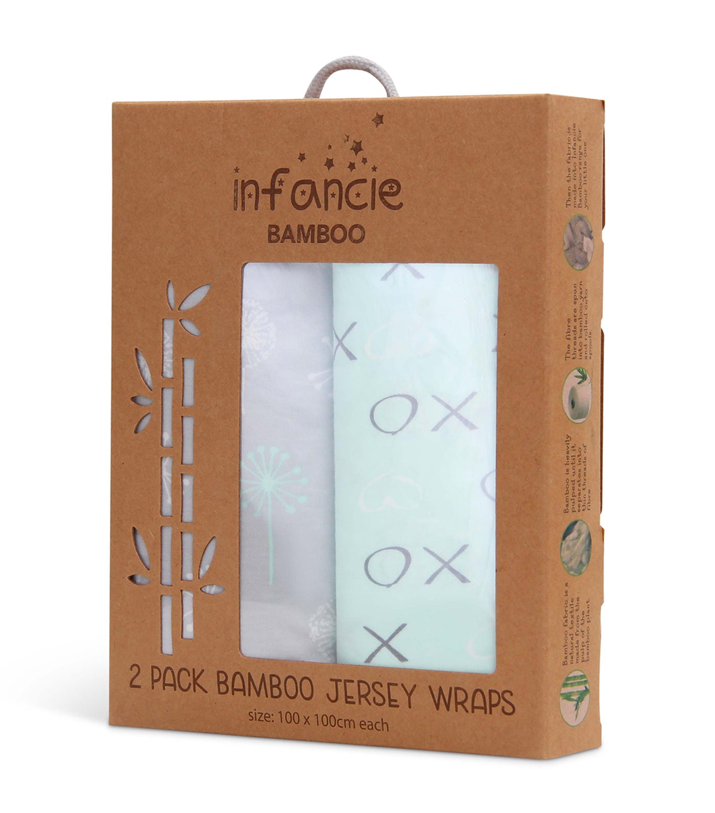 2 Pack Bamboo Jersey Wraps 100cm