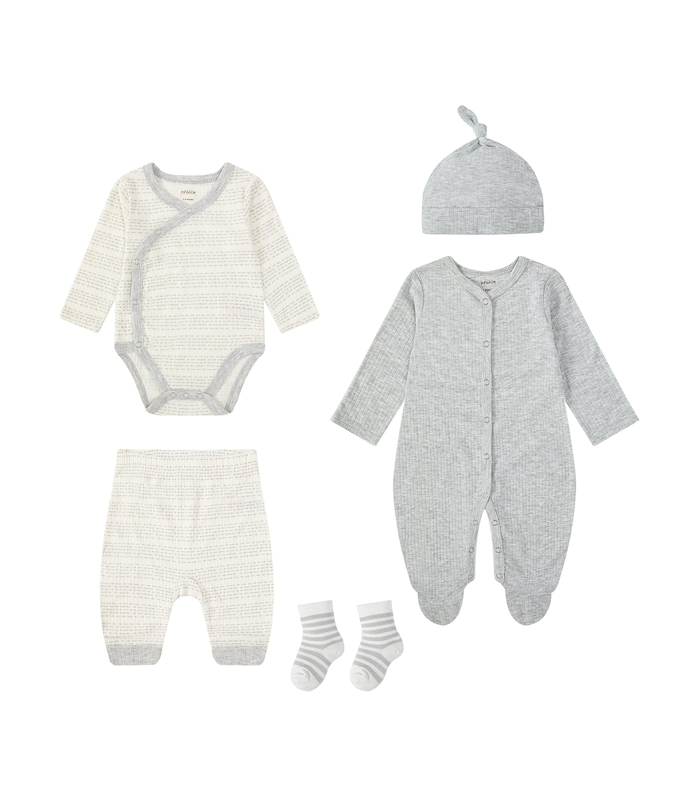 5 Piece Set - Bodysuit, Babygrower, Pants, Cap and Socks