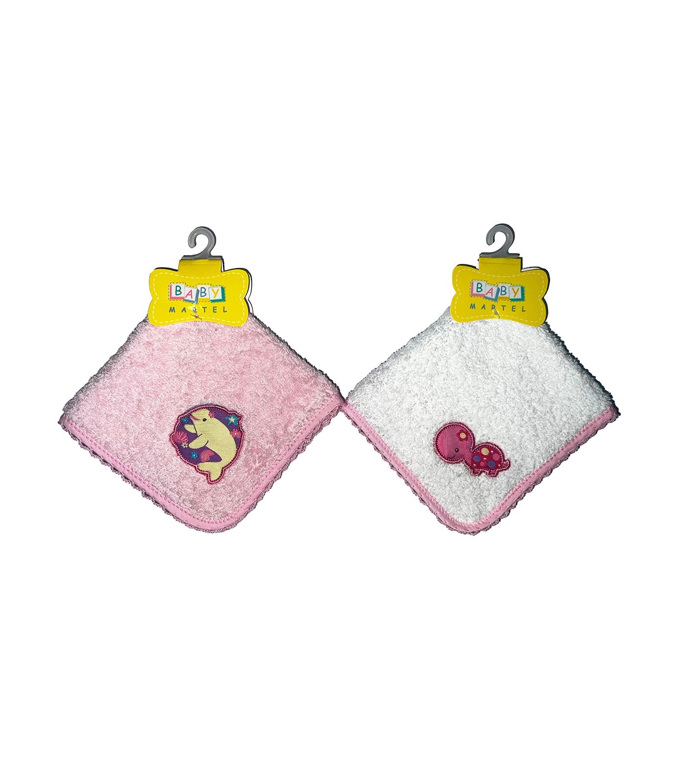 Face Towel Pair White/Powder Pink