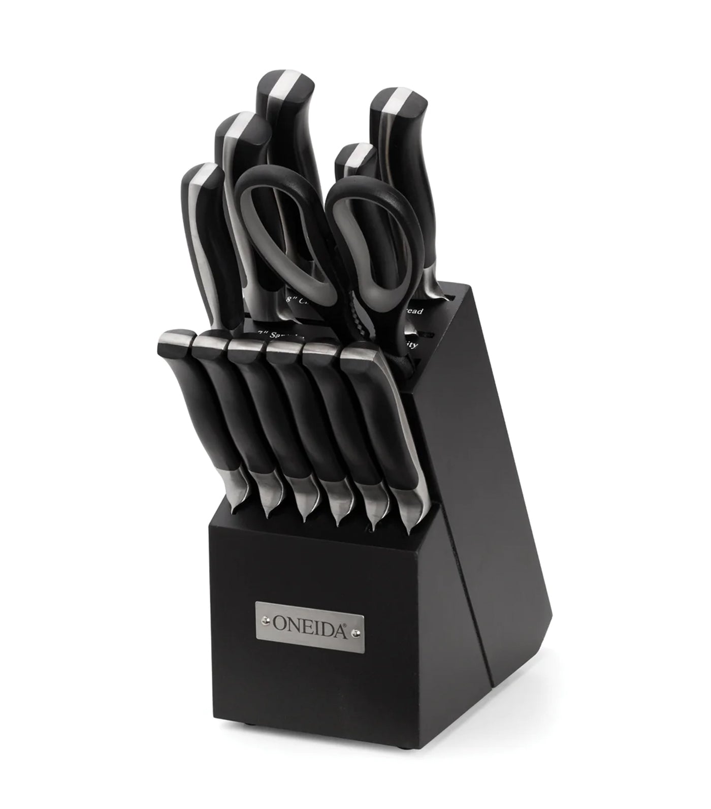 Oneida Vanguard Side 13-Piece Tang Knife Set With Block