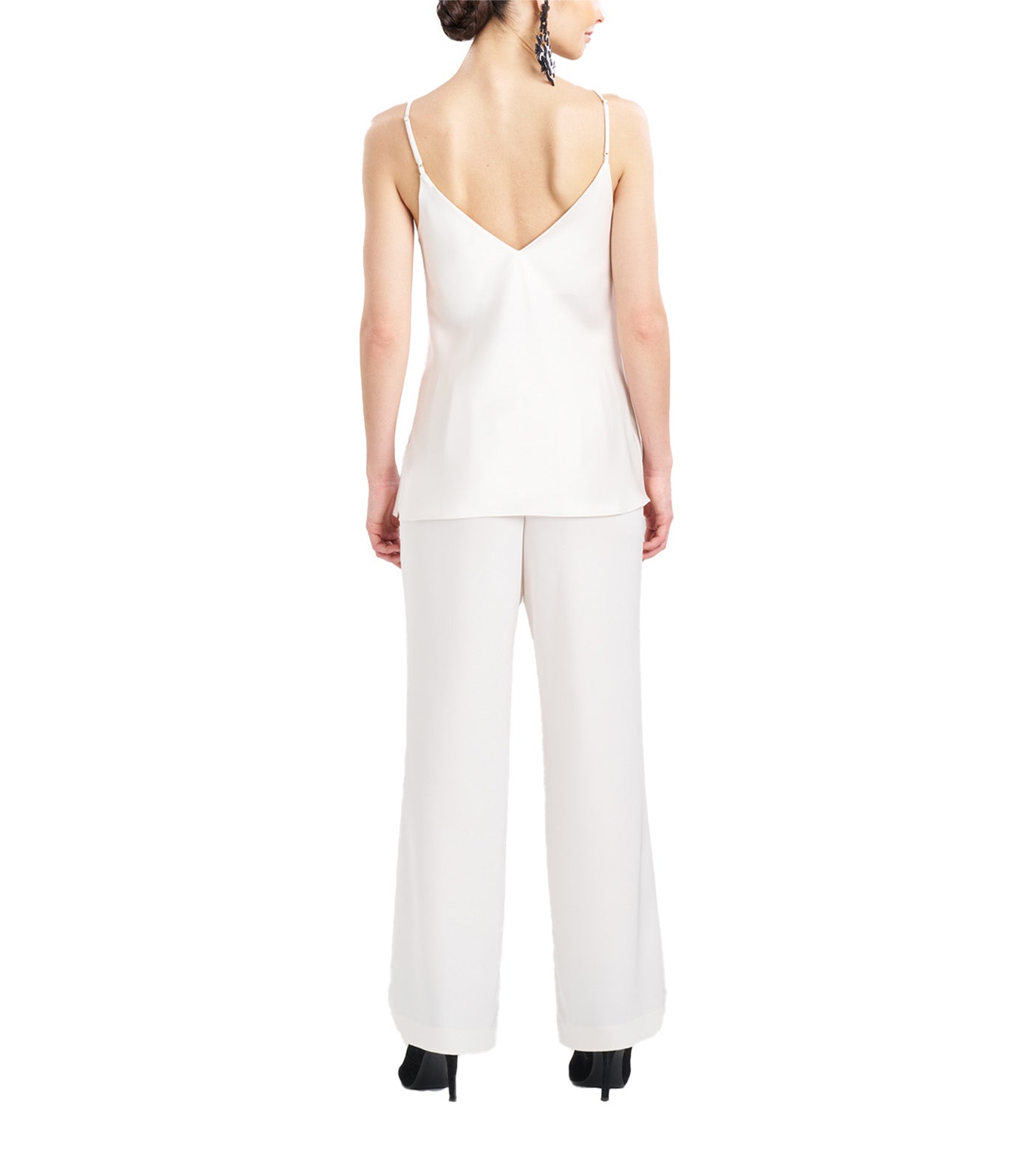 Luxe Charmeuse Embroidered V-Neck Cami Warm White