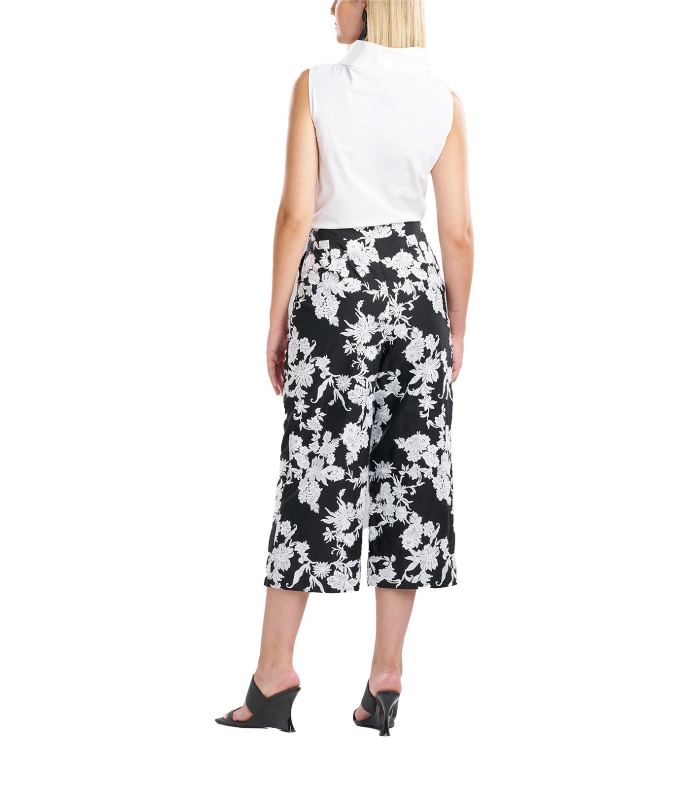 Tangier Embroidered Cotton Pants Black/White