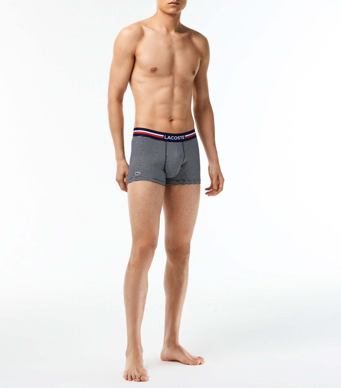 Men's Stretch Tricolor Cotton Trunk Navy Blue/White