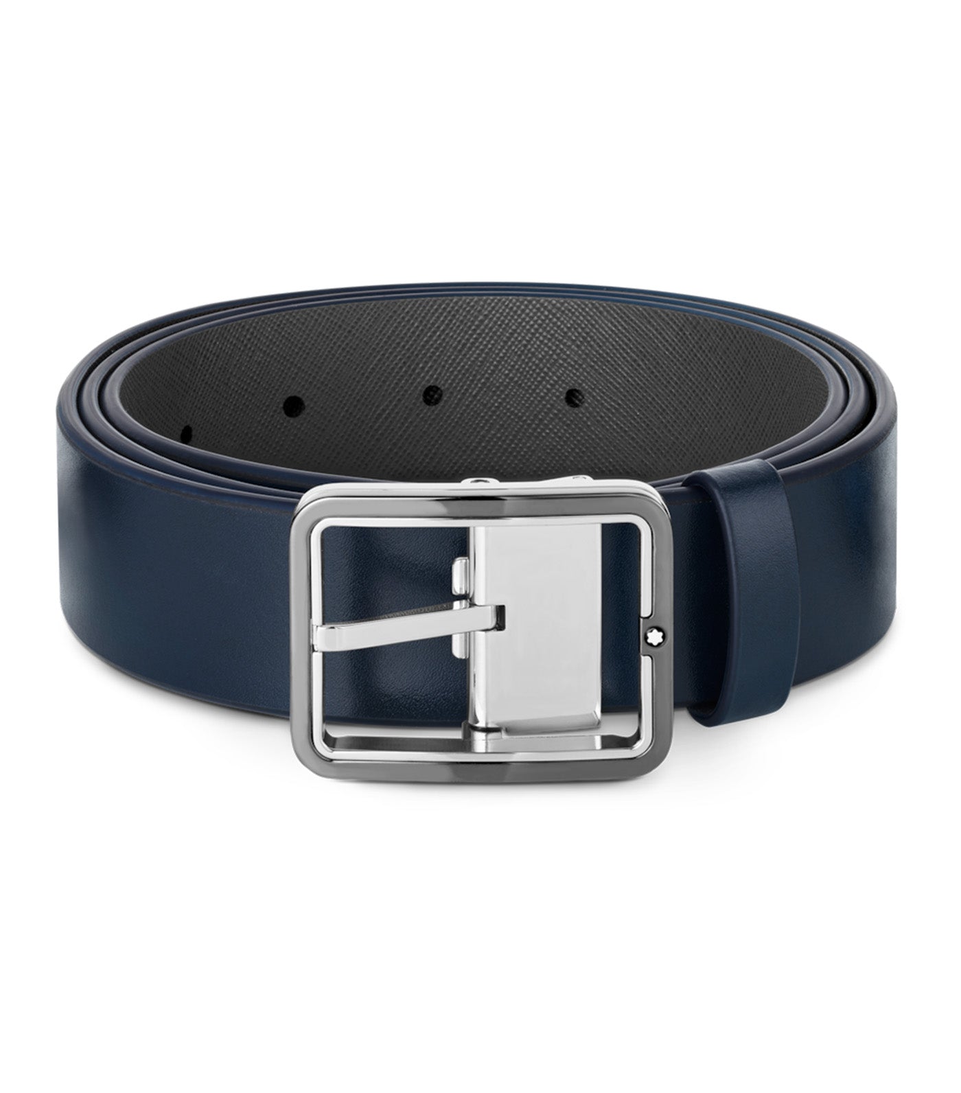 35mm Reversible Leather Belt Blue/Gray