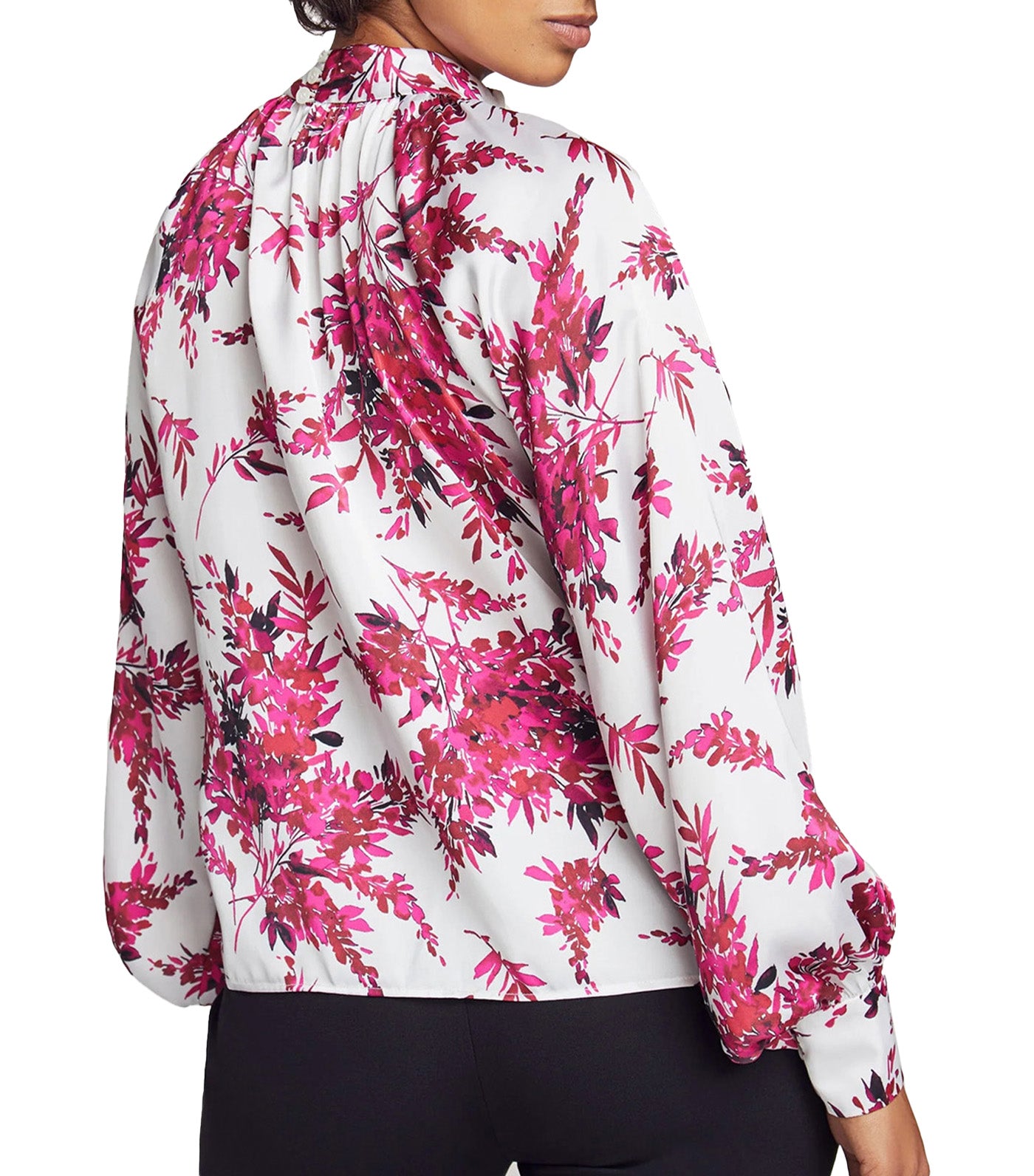 Long Sleeve Raglan Mock Neck Blouse Anne White/Amaranth Multi