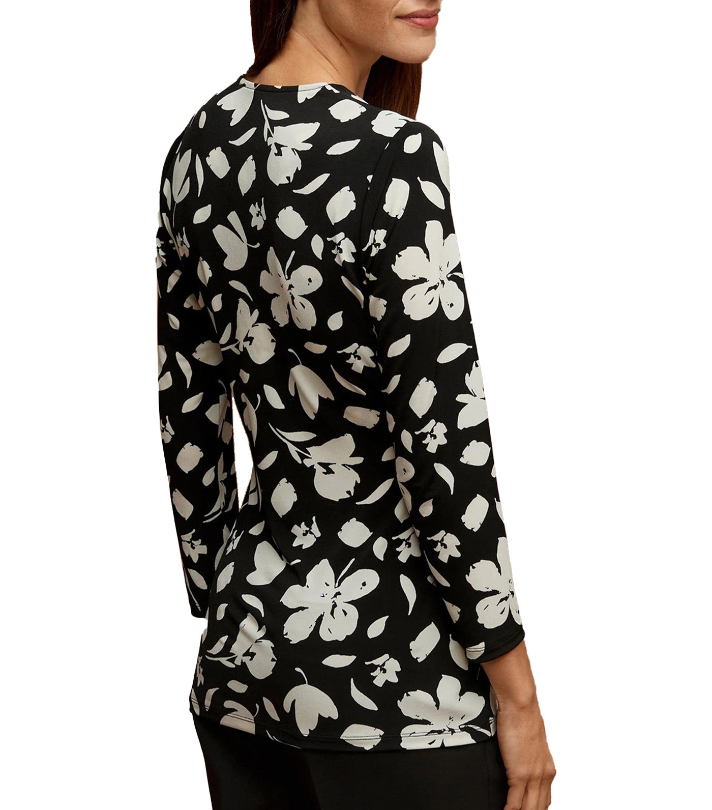 Printed Faux Wrap Top Anne Black/Anne White