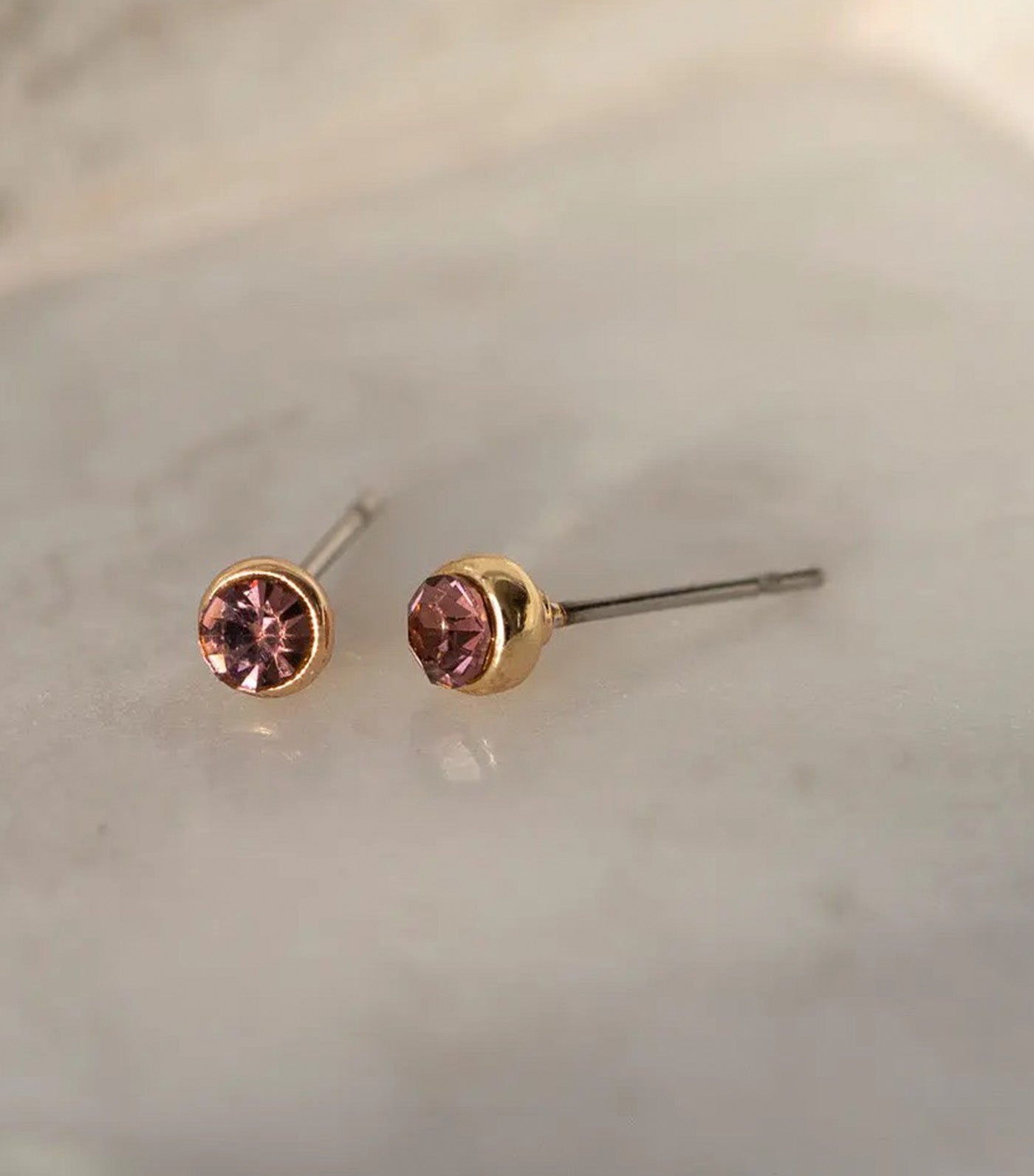 Amelia Crystal Mini Stud Earrings Purple