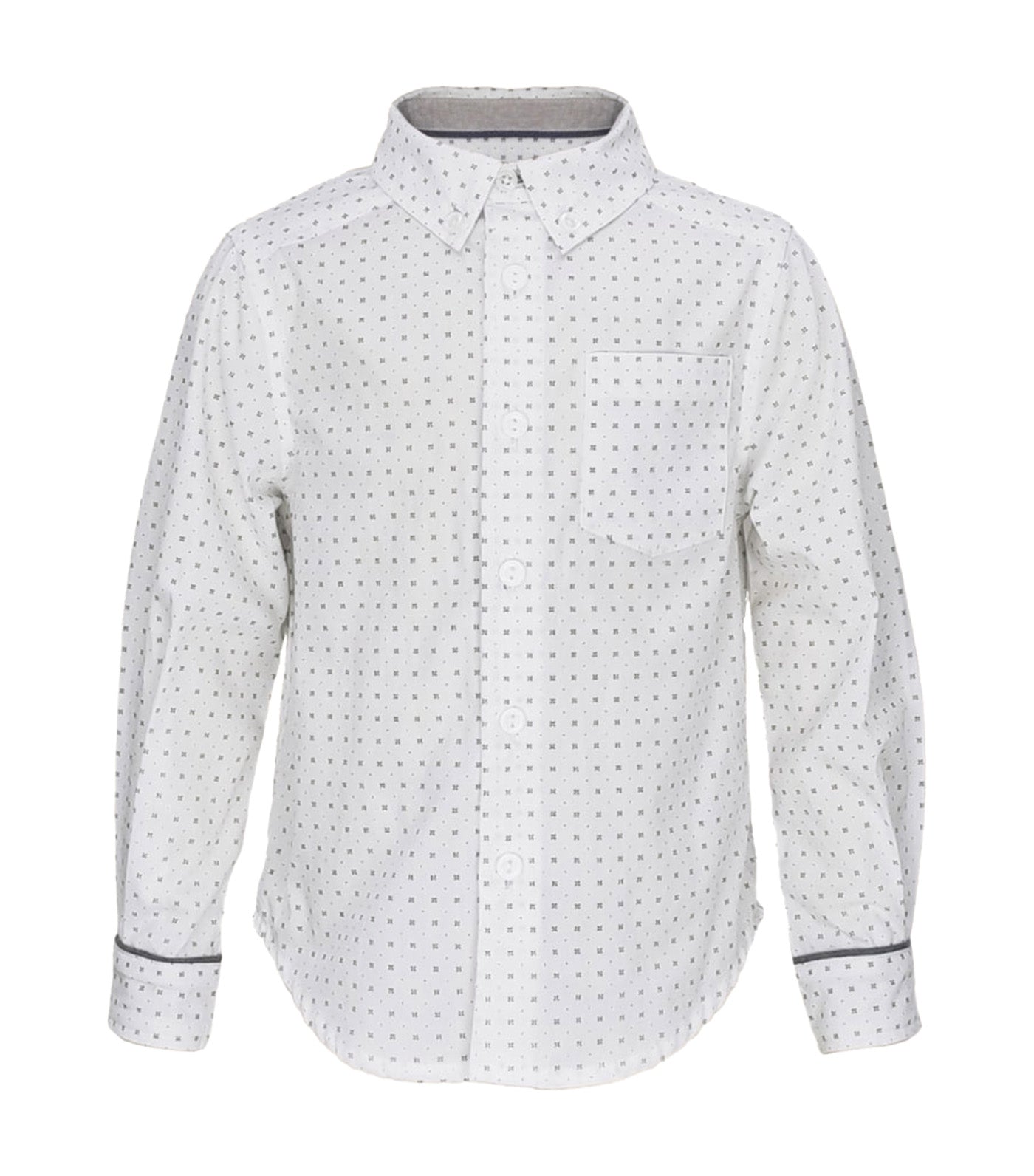 Ethan Boys Printed Button-Down Long Sleeves White