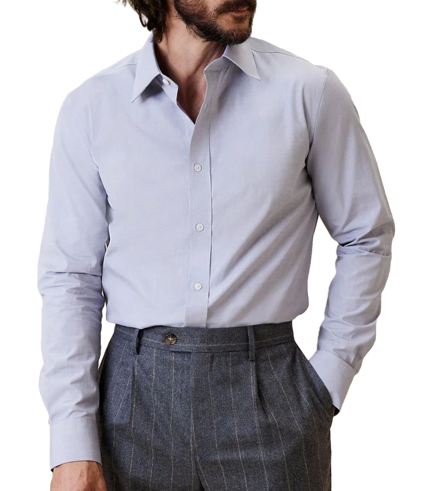 True Slim Premium Poplin Dress Shirt Gray