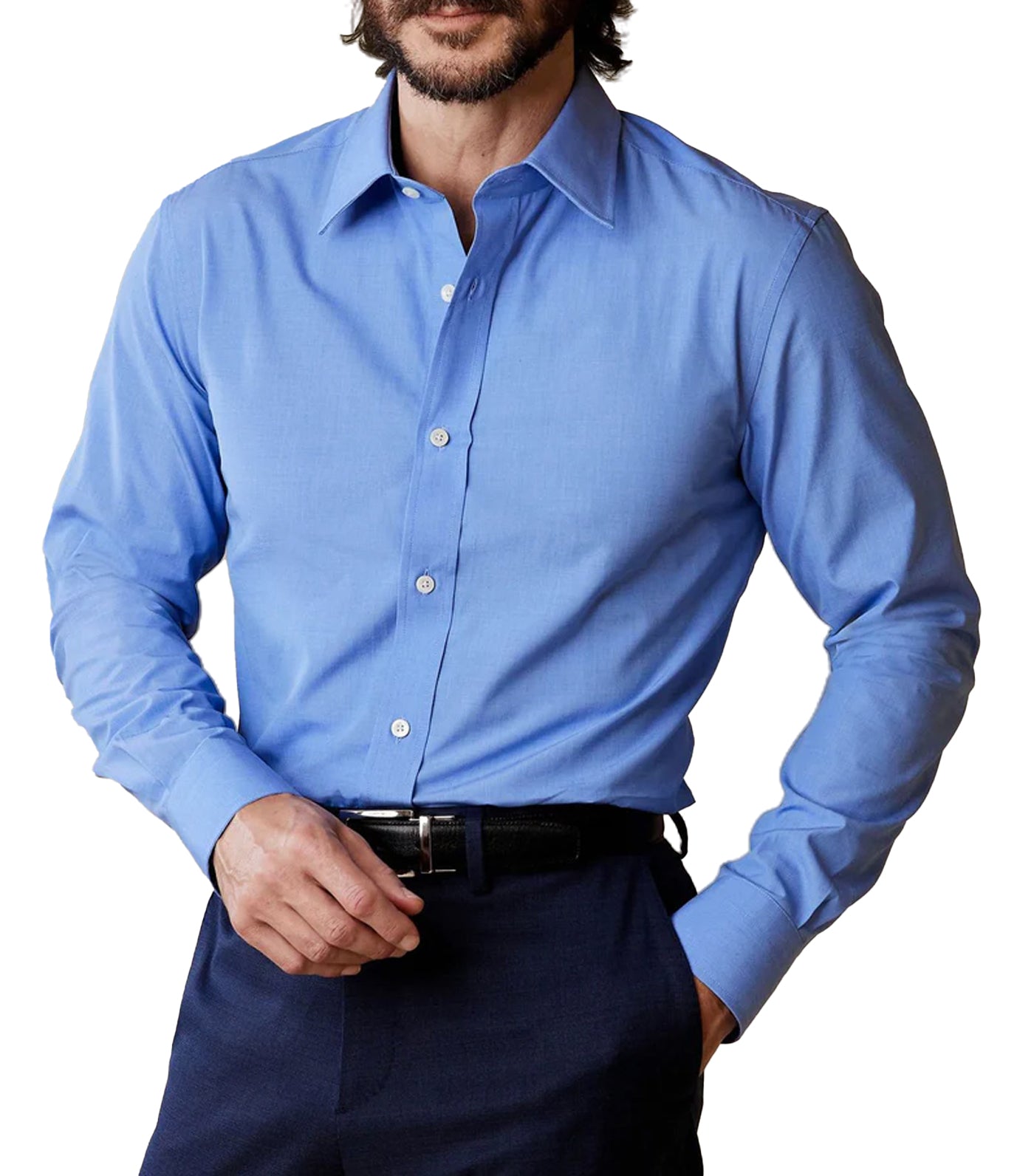 True Slim Premium Poplin Dress Shirt Blue