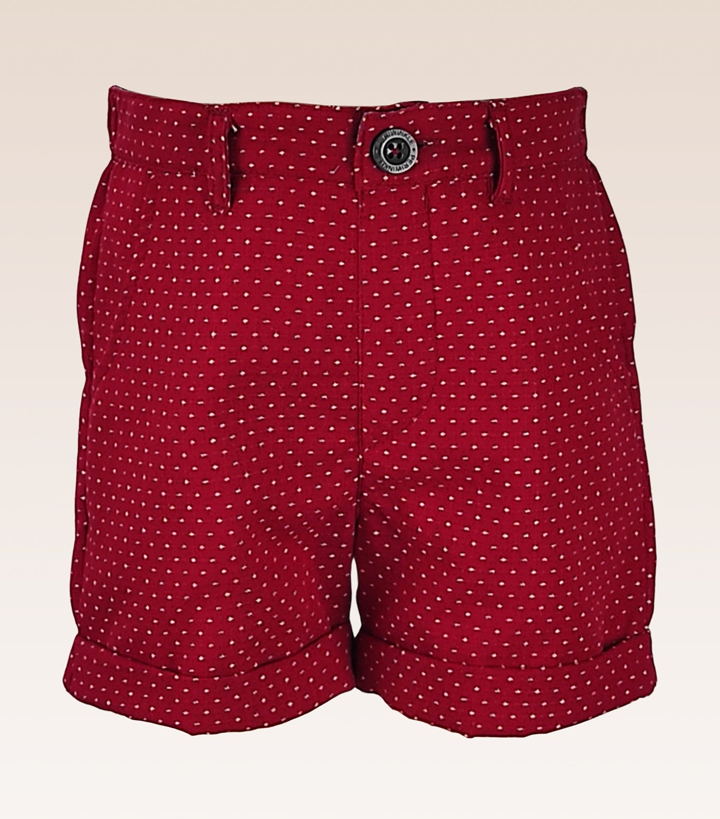 Carly Baby Girls Red Dobby Print Shorts Turn-Up Bottom Hem