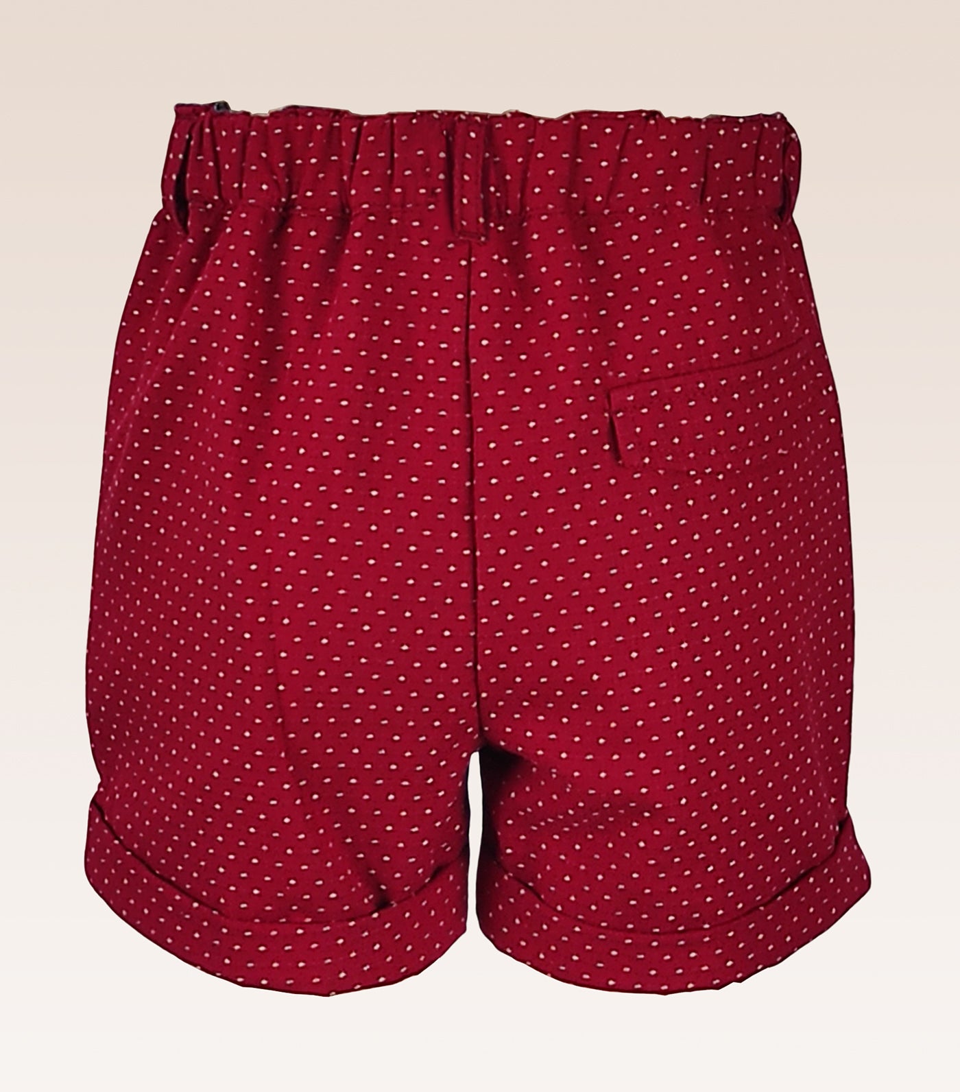 Carly Baby Girls Red Dobby Print Shorts Turn-Up Bottom Hem