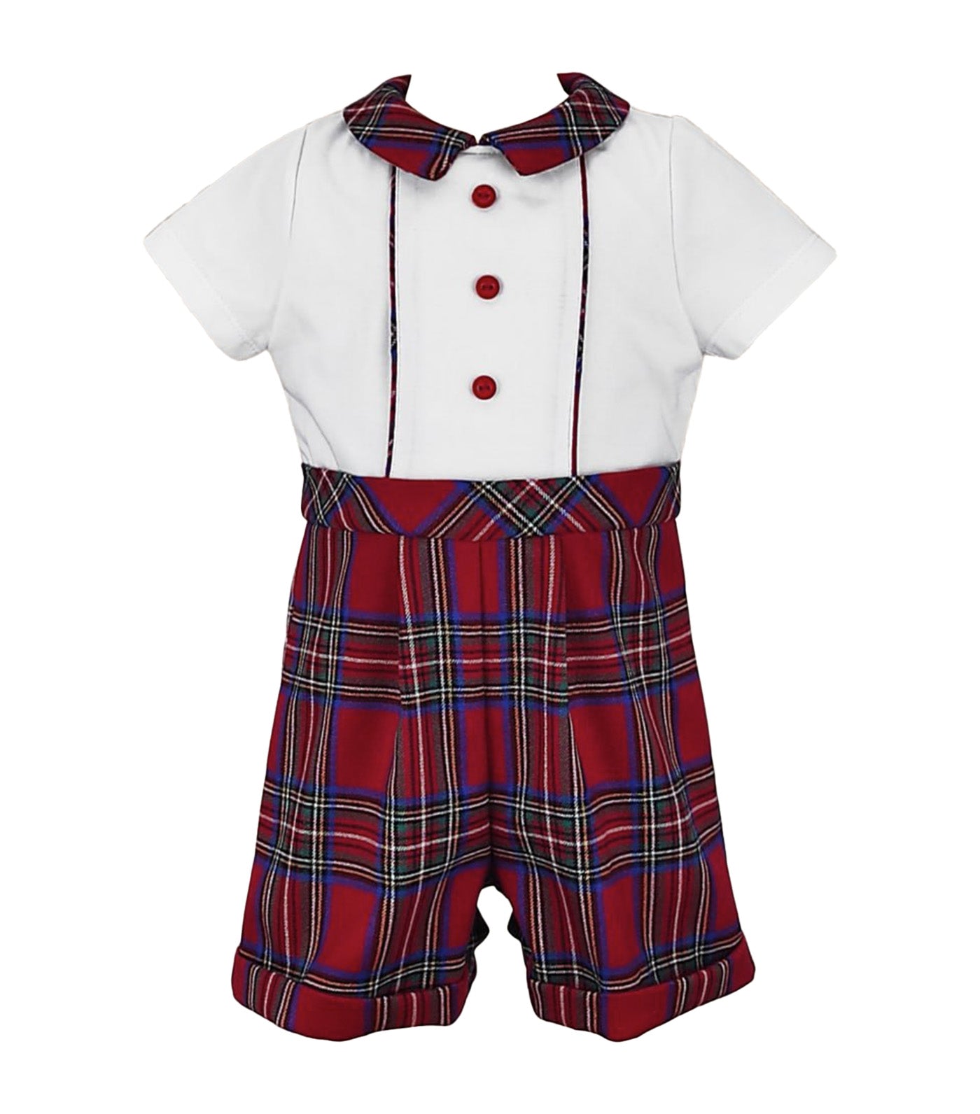 Dennis Baby Boys Checkered Romper Red