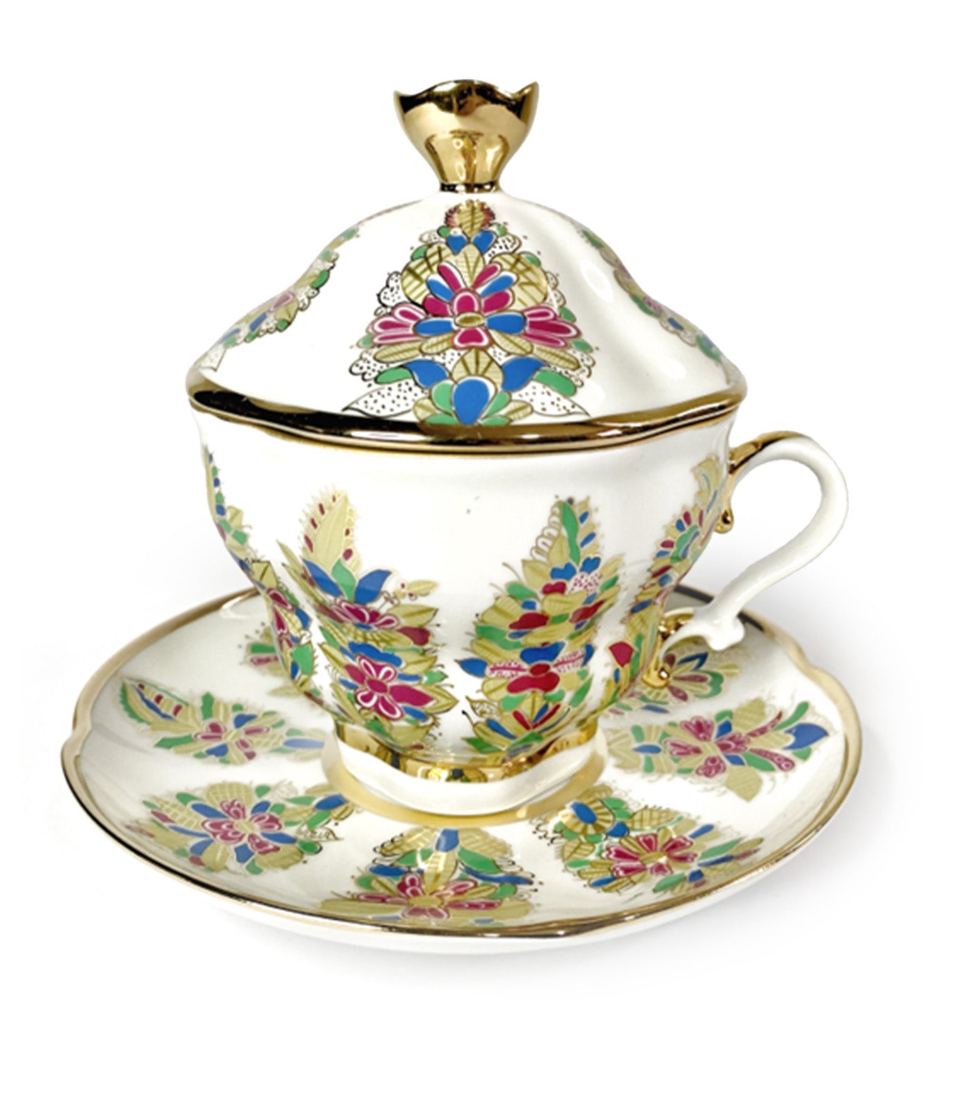 Fantastical Flowers Cup & Saucer with Lid