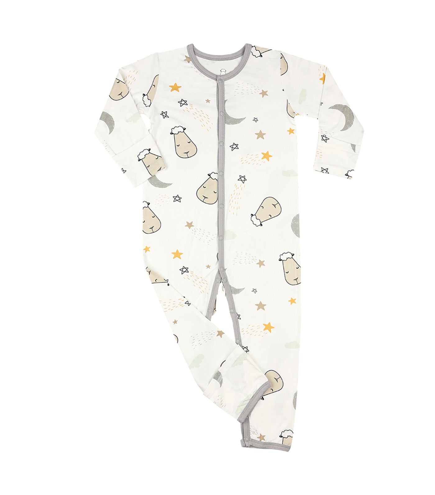 Goodnight Baa Baa Button Long Sleeve Romper White