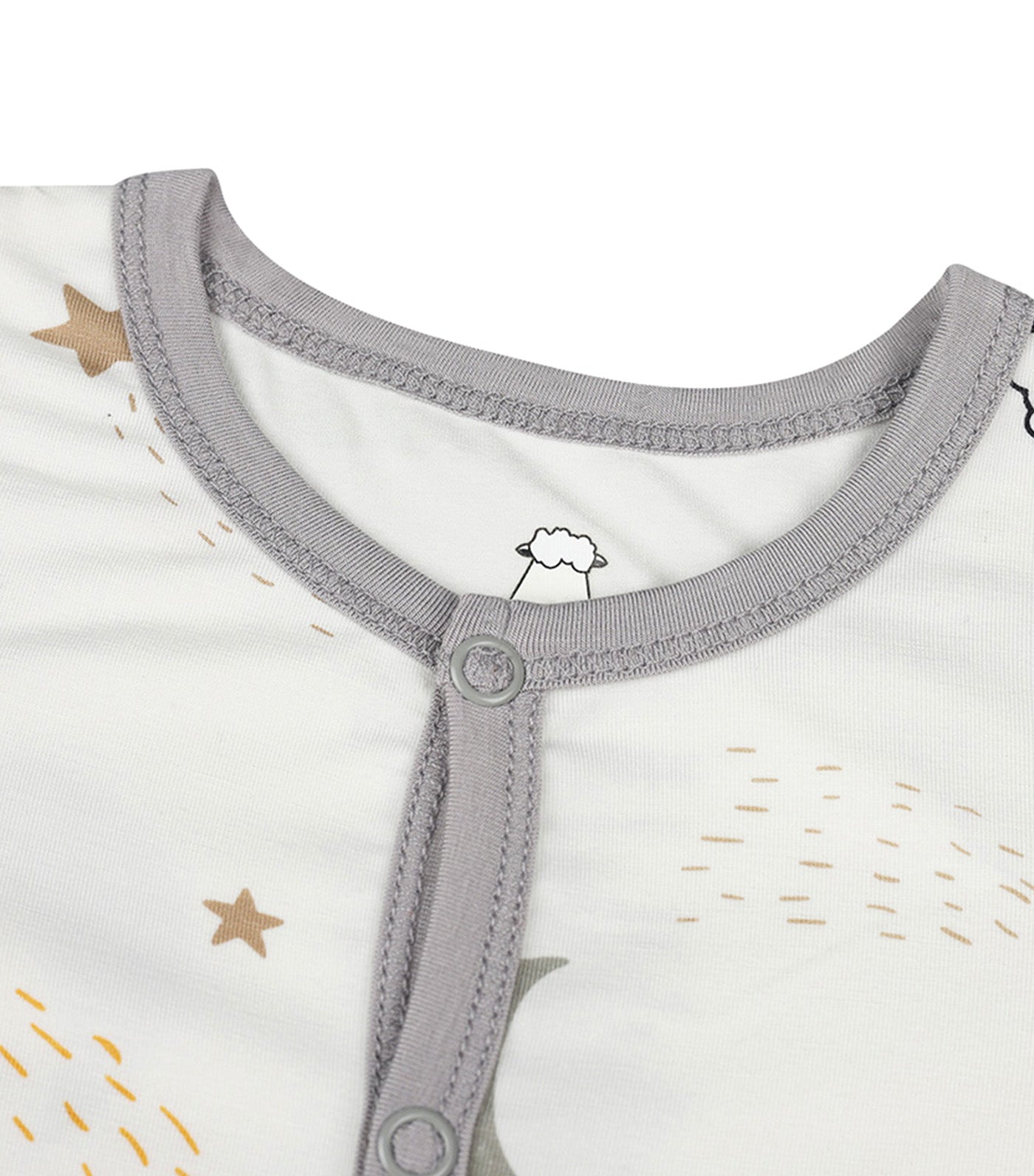 Goodnight Baa Baa Button Long Sleeve Romper White