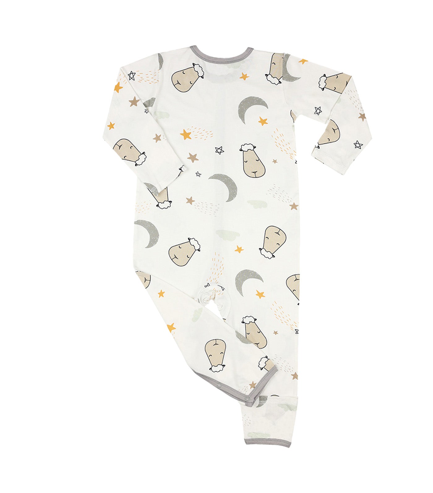 Goodnight Baa Baa Button Long Sleeve Romper White