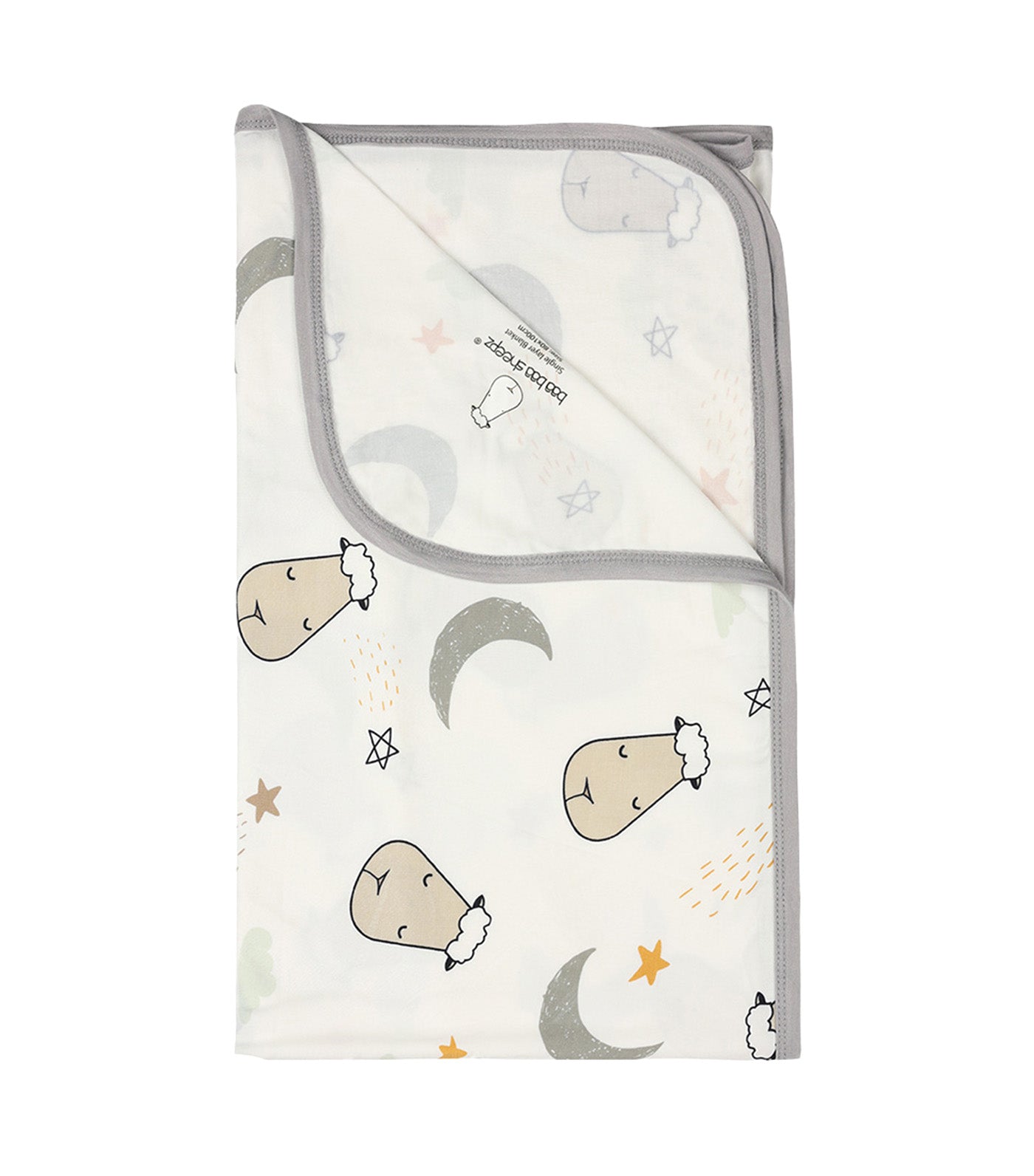 Single Layer Baby Blanket Goodnight Baa Baa White