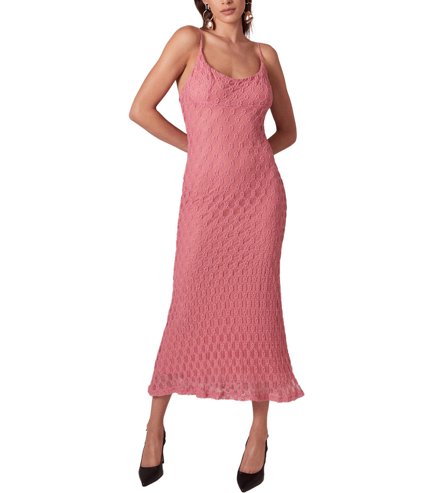 Adoni Mesh Midi Dress Lili Pink