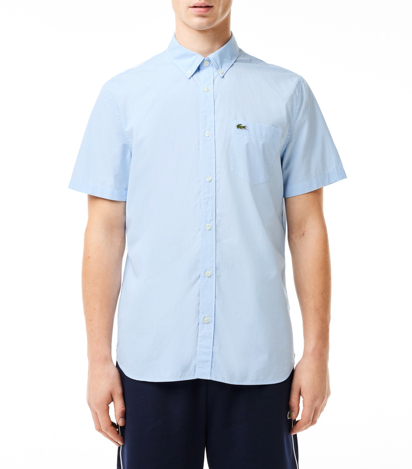 Short Sleeved Regular Fit Gingham Print Shirt White/Overview